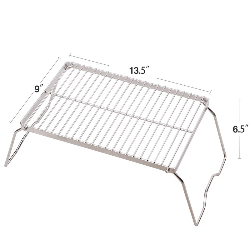 CAMPMAX Campfire Grill 304 Stainless Steel Grate, Folding Camping Grill