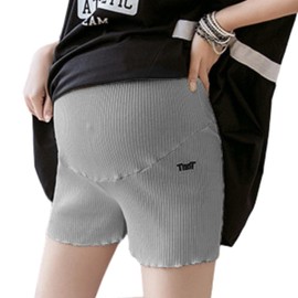 SOU & RIRE Maternity Leggings, Short Length, Summer (Adjustable Waist), Shorts, gray