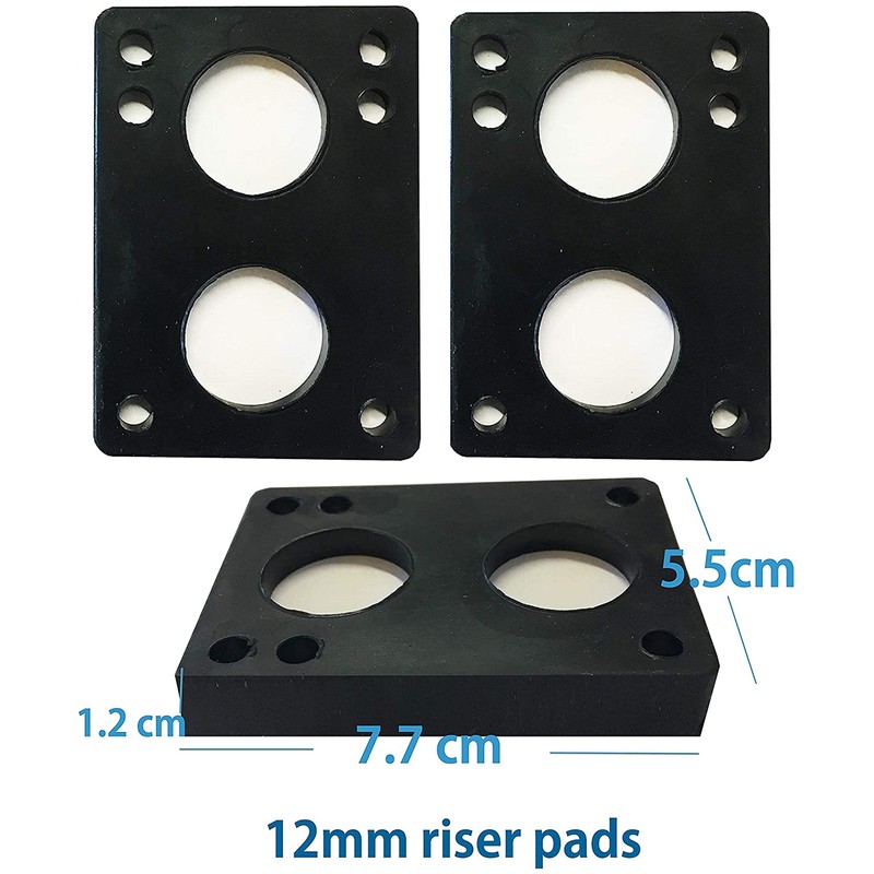 VJ Longboard Skateboard Riser Pads, Rubber, Set of 2, Size