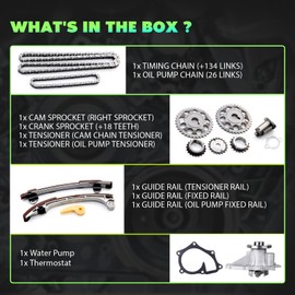 SCITOO Engine Timing Chain With Water Pump Kit Replaces for Toyota Camry Corolla for Highlander Matrix for RAV4 Solara 2001-2010 2.0L 2.4L TK922 TKTY002 13506-0H011 13540-0H010 AW9414