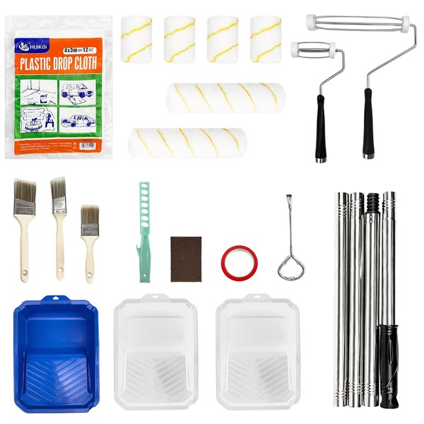 20 PCS Paint Roller Set, 9"4"American Paint Roller, Multi Purpose