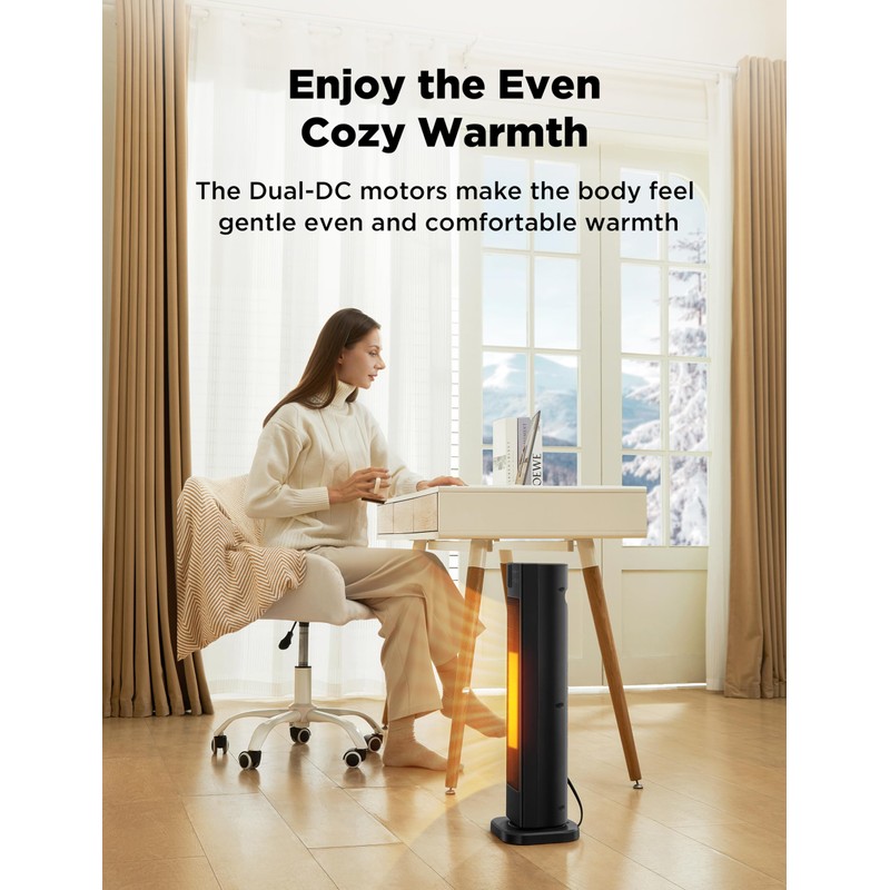 PELONIS Oscillating Ceramic Tower Indoor Space Heater for Home with