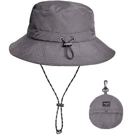 XYIYI Grey Waterproof Men Sun Hat Wide Brim Bucket Hat Women Fishing Hats Safari Beach Boonie Hat
