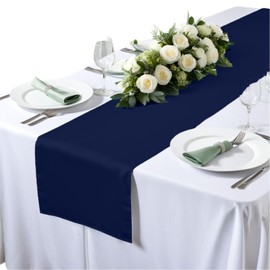 Elegant Event Essentials - Polyester Table Runner - For Spring Party, Wedding, Reception, Banquet, Home Dining Space Christmas Decoration (Navy Blue, 12 Inch X 108 Inch)