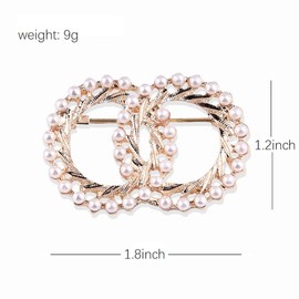 ROFARSO Round Brooch Pins for Women Fashion Jewelry, Faux Pearl Accessory for Party Wedding Gift, Gift for Women Girl