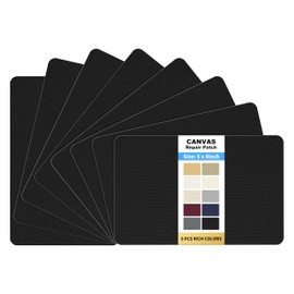 KING MOUNTAIN Canvas Repair Patch 5×8 Inch 8 Pcs Self-Adhesive Waterproof Fabric Patch for Sofas, Tents, Furniture,Tote Bags, Car Seats (Black)
