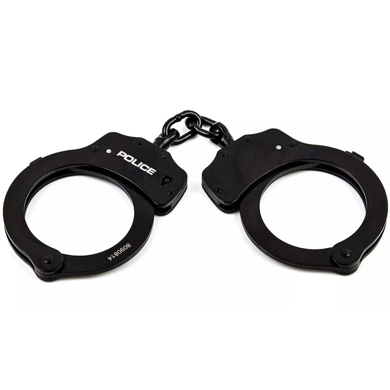 POLICE Handcuffs Professional Double Lock Heavy Duty Metal Steel Black