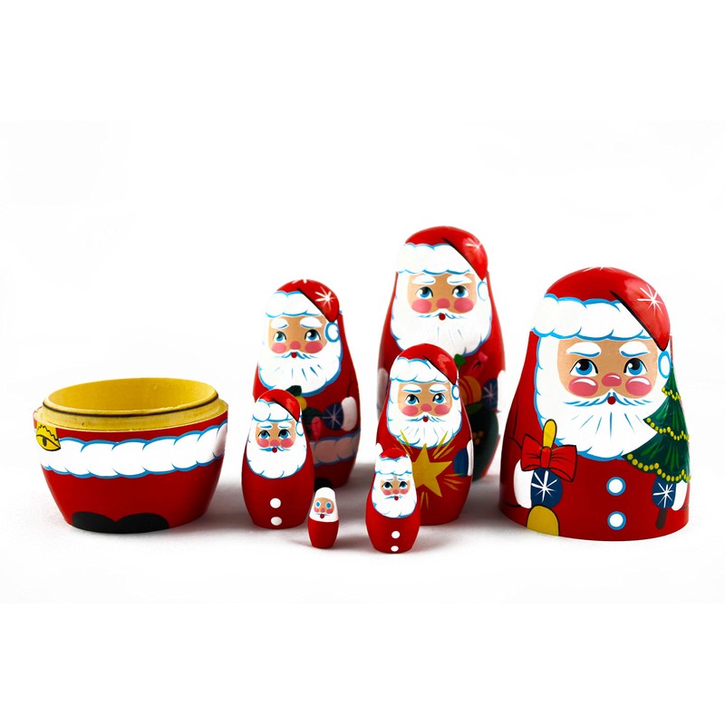 Matryoshka Russian Nesting Doll Babushka Santa Claus Set 7 Pieces