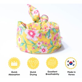 Arumary Soft 100% (80S) Cotton Floral Bandanas, Hair wrapper, Headband, Handkerchief, Hair scarf, Neckerchief, 22”X22” (Golden Yellow)