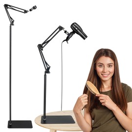 INNOLIFE Hands Free Hair Dryer Stand - Adjustable Height, 360° Rotating with Heavy Base for Hands-Free Drying