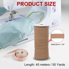 PATIKIL Elastic Bands 6mm x 45 Meters, Polyester Flat Elastic Cord Stretch Strap for Sewing Crafting DIY, Brown