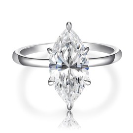AVECON 3.5CT Marquise Cut Engagement Ring for Women, Wedding Promise Cubic Zirconia Band, White Gold Plated Simulated Diamond Rings Size 7