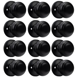 goldenwarm 12 Pack Matte Black Dummy Door Knobs, Inactive Half Dummy Door Knob, No-Turning Door Dummy Knob, Black Dummy Knobs for Closet Doors