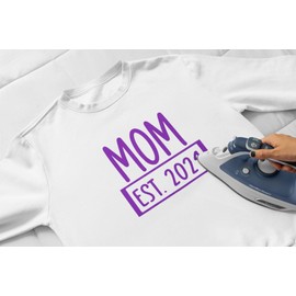 Mom Est 2024 Iron On Decal, Mom Tshirt Decal, New Mom Shirt Transfer, DIY Craft, HTV Graphic Iron On Saying, Patch, Iron-On Almost anything (Black)