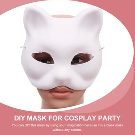 SEWACC Blank Cat Masks 20pcs Unfinished Blank Cat Masks Diy Blank Masks Cosplay White Animal Mask for Craft Party Favor