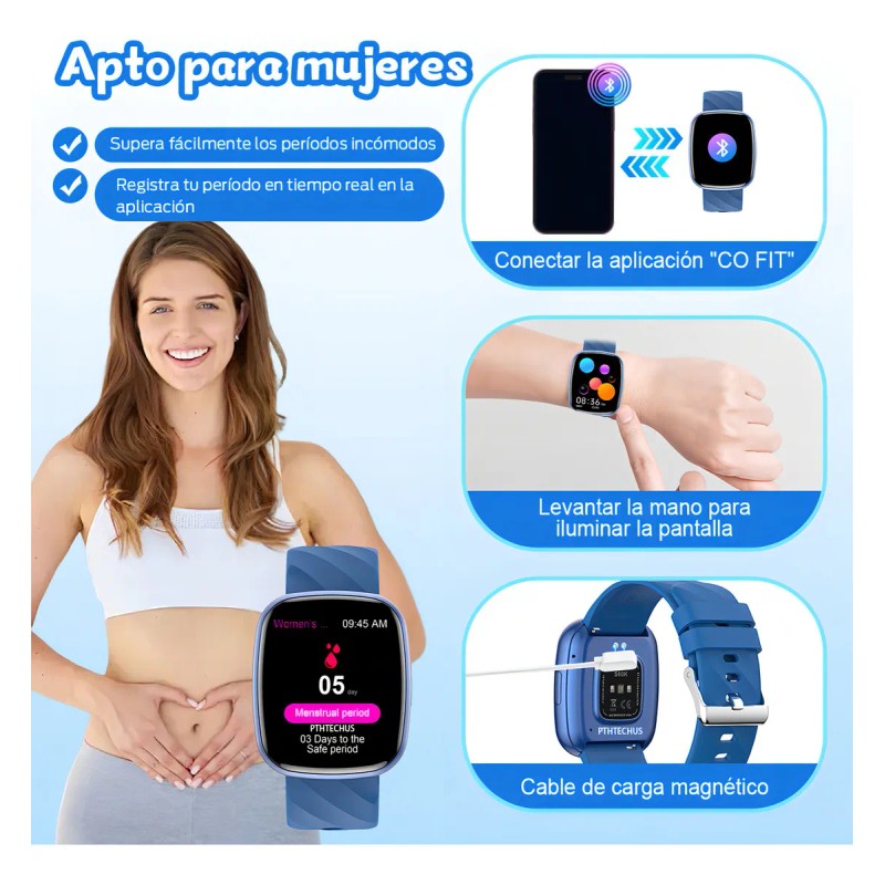 Relojes Inteligentes Smartwatch Para Ninos Pthtechus 1.75 Pantalla Ip68 Con