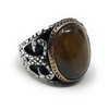 KAR Carved Snake Design 925K Sterling Silver Tiger Eye Men's