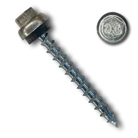 EAGLE 1 Long-Life Metal Roofing Screws: #12 x 2 Dome Cap Metal Roofing Screws (250-Count), Type-17 Sharp Tip, EPDM Washer, Multiple Colors/Includes 5/16" Hex Bit Driver - Zinc