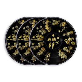 PASDUCHAS 3 PCS Sea Shell Nail Charms, 3D Ocean Beach Starfish Mermaid DIY Nail Art