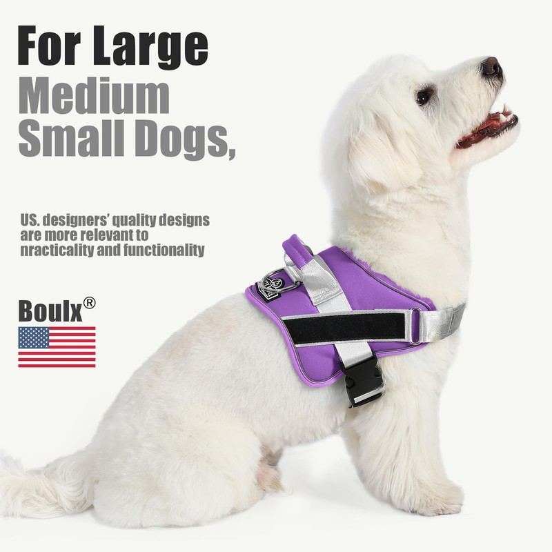 Bolux Dog Harness, No-Pull Reflective Dog Vest, Breathable Adjustable Pet