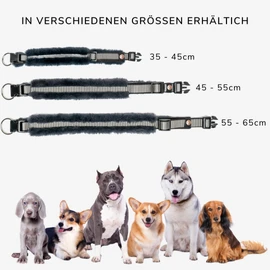 Chris innovative lambswool dog collar, collar significantly reduces hair breakage, padded, reflective, adjustable, for small medium large dogs in M (35-45 cm), L (45-55 cm), XL (55-65 cm)