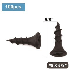 #8 x 5/8" Wood Screw 100PCS Black Phosphate Coated Stainless Flat Truss Head Fast Self Tapping Drywall Screws by SG TZH