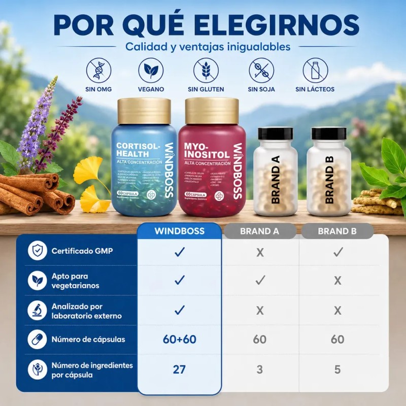 Windboss Combo De Inositol Y Vitaminas 60+60 Cápsulas Blanda