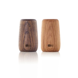 AdHoc GS30 Yoko Pepper Shakers and Salt Shaker Set Natural Oak Oiled Light & Dark 2-Hole Punching and Large Opening for Filling