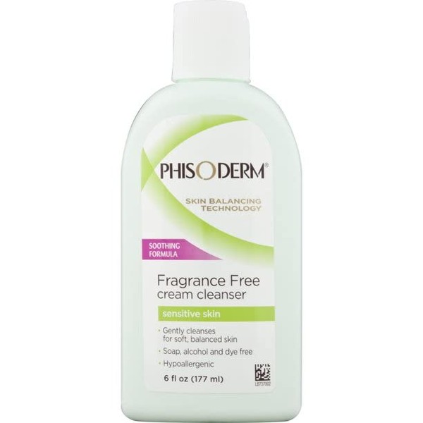 Phisoderm Fragrance Free Cream Cleanser For Sensitive Skin 6 oz (Packs of 6)