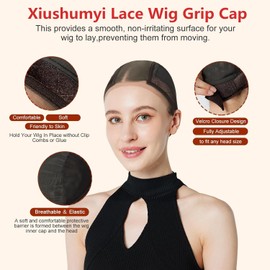 Xiushumyi Lace Wig Cap for Women Adjustable Wig Grip Cap with Grip Band for Keeping Wigs Lace Front Wigs Non Slip Wig Cap Make Your Wig Be Glueless Wig Gripper for Keeping Wigs In Place(Brown)