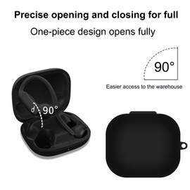 Suttkue Compatible with Beats Powerbeats Pro 2 Case Cover,Shock-Proof,Premium Silicone with Keychain,Lanyard,Cleaning Accessories-Black