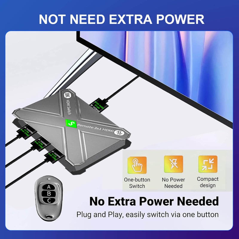 Hi-HONX 8K High-Definition Remote Switch - HDMI 2.1 Switcher 1
