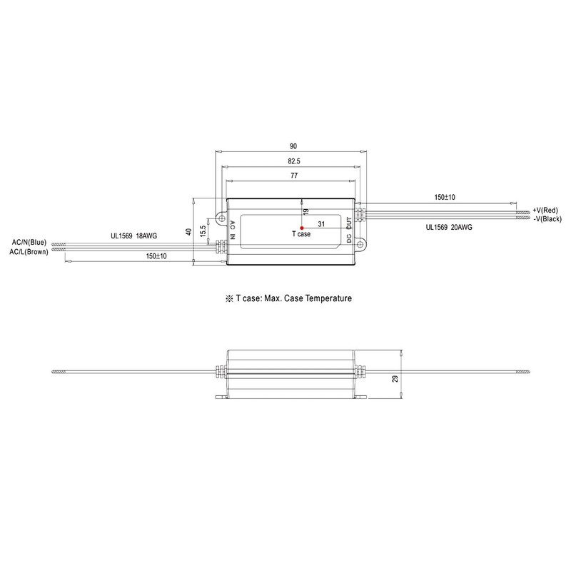 WITTKOWARE APC-16-350 CC LED Driver with Connection Cables, Output Current