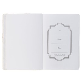 Christian Art Gifts Inspirational Journal, Everything Beautiful Wide Ruled Notebook, Ecc. 3:11 Bible Verse, White Vegan Leather Floral, 336 Lined Pages w/scripture, (8.6” x 6.1” x .9”)