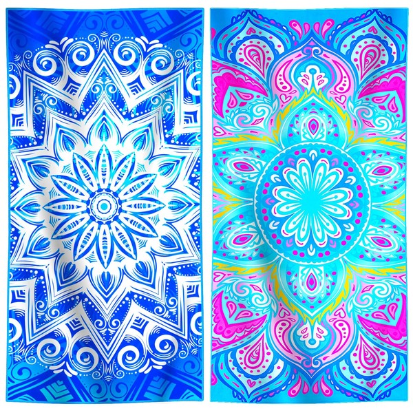 2 Packs Microfiber Lightweight Thin Beach Towel Compact Quick Dry