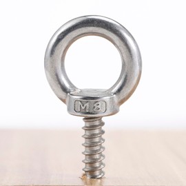 6Pcs M8x60mm 304 Stainless Steel Self Tapping Eye Hooks Screw Heavy Duty Eyelet Screw in Eye Hooks for Hammock, Swing Chair, Yoga