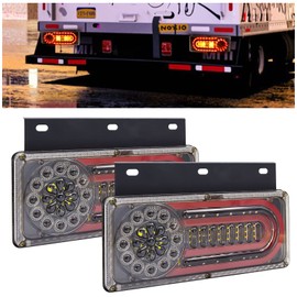 LED Truck/Trailer Tail Lights, 5-in-1 Truck Sequential Flow Turn Signal Brake Rear Tail Waterproof Lamp, Tail Lights for Offroad Bus Trailer Boat/RV 24V 2 Pack (Colorful Light Guidance with bracket)