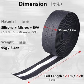 JEELAD Bar Tape, Bicycle Bar Tape, Bike Grip, EVA with End Plug, Anti-Slip for Road Bikes, Set of 2 Rolls