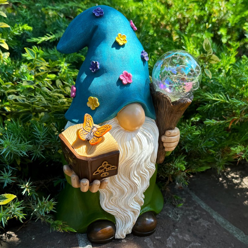 Garden Gnome - Solar Magician Gnome Figurine - 9.45 Inch