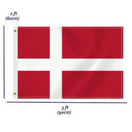 2×3 FT Denmark Flag,Medium 60×90 CM Danish Outdoor Banner,100D Danmark Decor,Doube Side Printing For Patio Garden With Brass Gromment