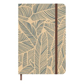 Idena 11174 Pocket Diary 2025 in Format 13 x 21 cm, 1 Week on 1 Page, Diary in Light Brown with Leaves Motif, Elastic Band, Inner Pocket and Bookmark