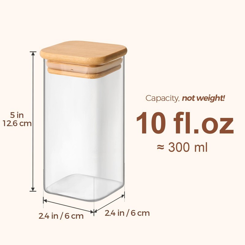 ComSaf 16Pcs Glass Spice Jars with Bamboo Lid, 10oz Airtight