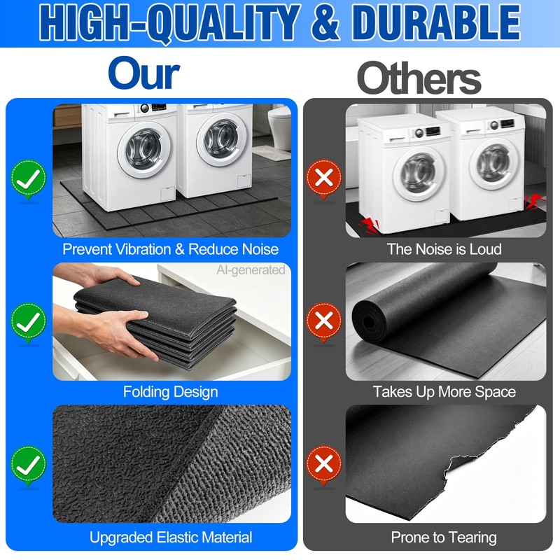Anti Vibration Mat for Washing Machine, 68"x 29.5"x 6mm Foldable