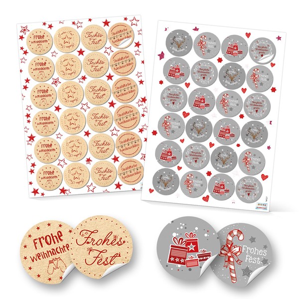 Logbuch-Verlag Christmas Stickers 2 x 24 Stickers with Merry Christmas