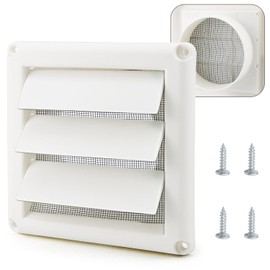 Cenipar 6" Louvered Vent Cover for External Wall Vent Cover Dryer Vent Cover with 4 Screws for Dryer Easy Installation(Plastic,White)