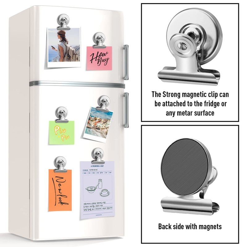 Magnetic Clips, 12 Pack Heavy Duty Refrigerator Magnet Clips, Fridge