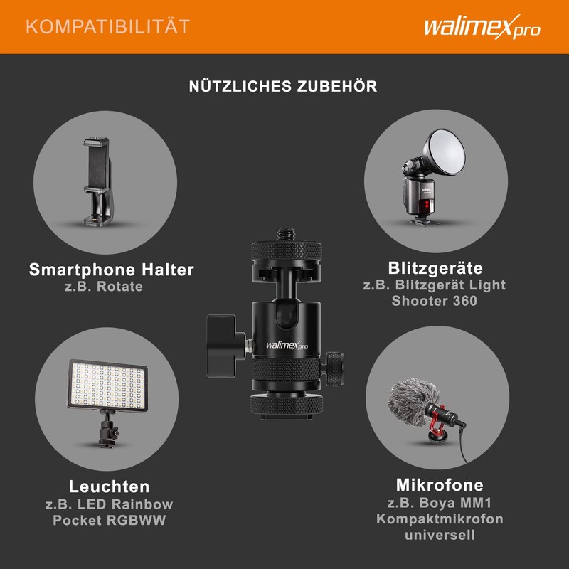 Walimex Pro Multi Mini Ball Head with Hot Shoe and