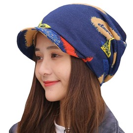 ONE LIMITATION CP099 Women's Knit Hat with Brim Design Cap Neck Warmer