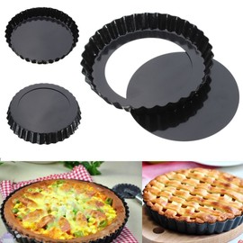 Inditradition Quiche Tart Pan, Baking Pie Pan | Non-Stick Removable Loose Bottom | 20 cm Diameter, Carbon Steel (Black)