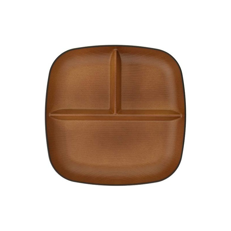 Yamanaka Lacquer Natural Keyaki Heathered Square Plate, Black & Brown